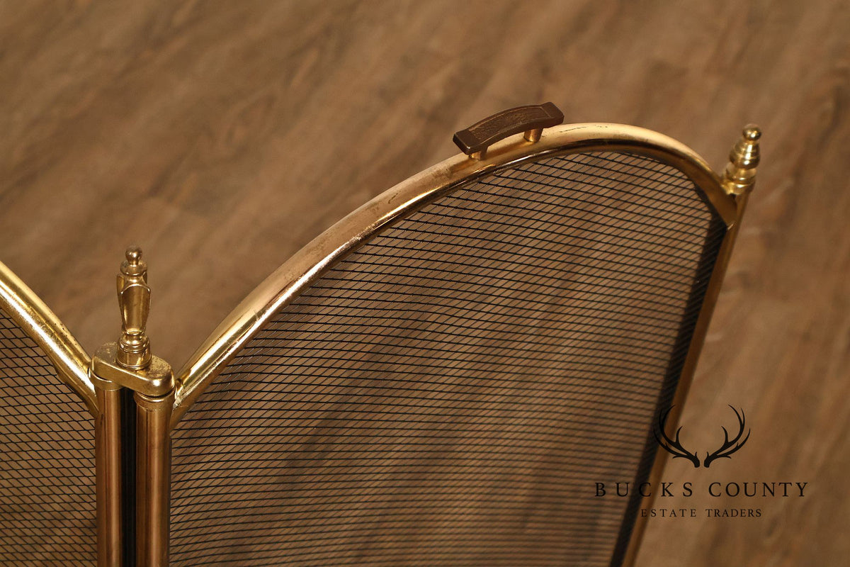 Traditional Four-Panel Arched Fireplace Screen