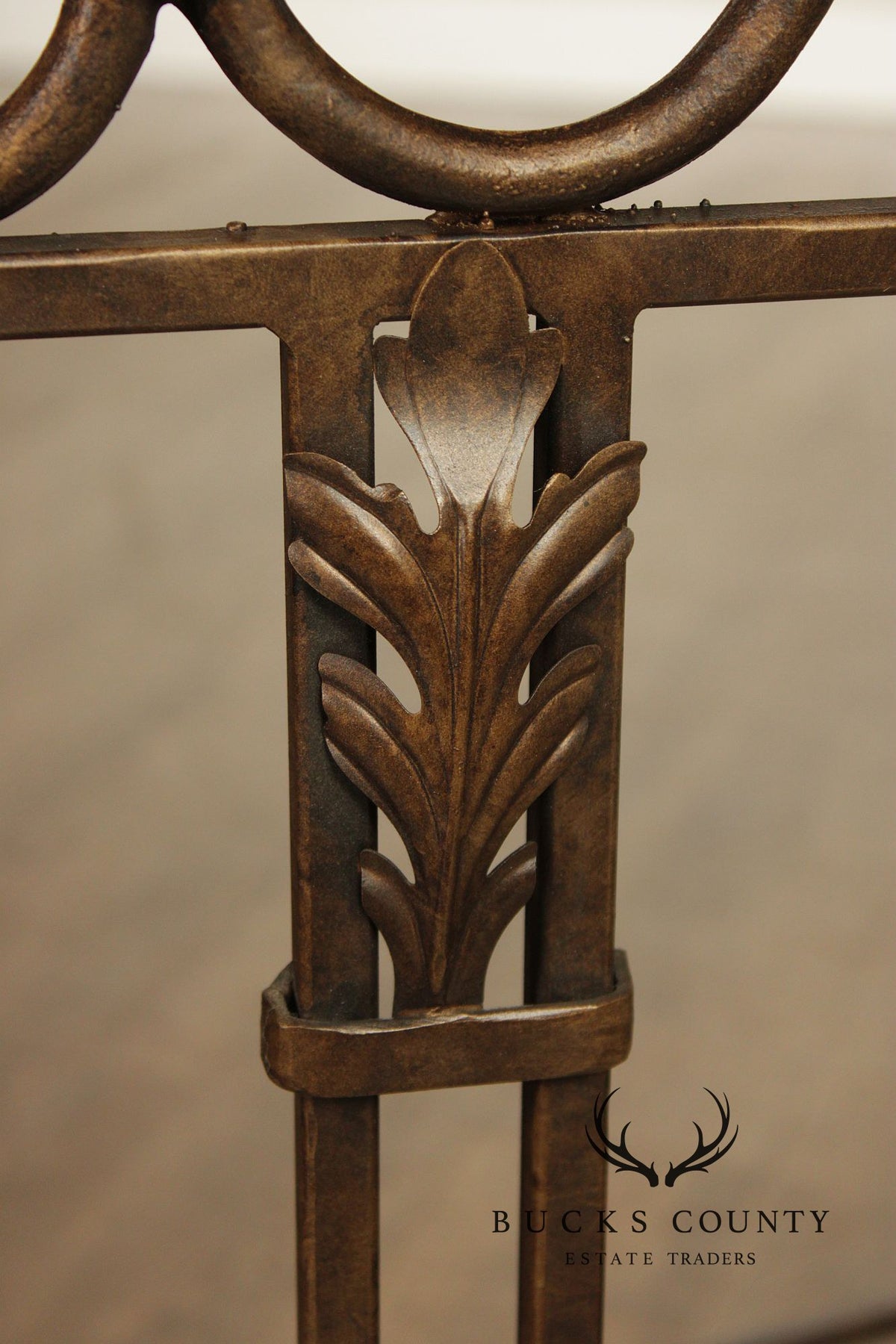Wrought Iron Travertine Top Long Console Table