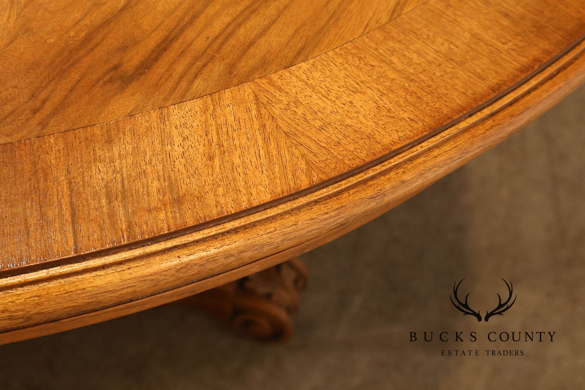 Neoclassical Style Walnut Double Pedestal Dining Table