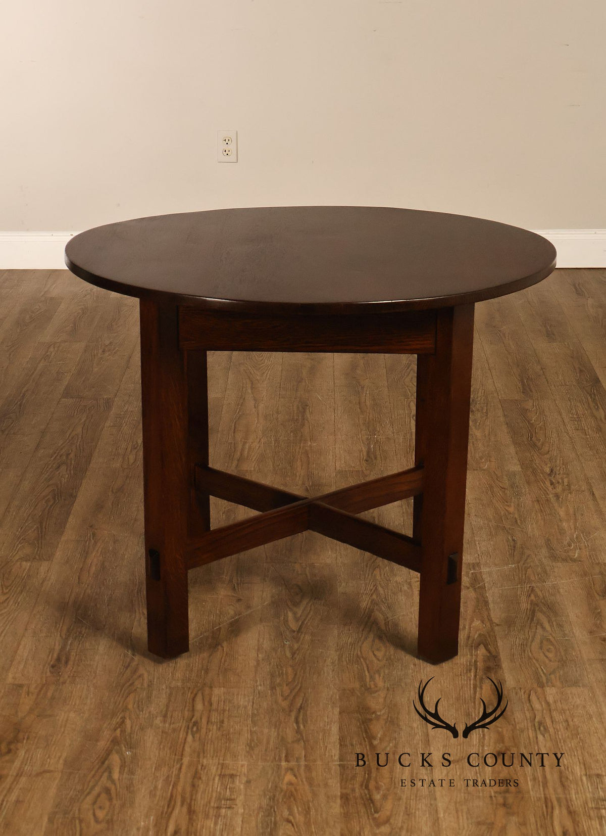 National Furniture Company Antique Mission Oak Round Lamp Table