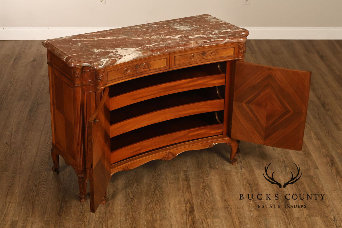 1920's French Louis XV Style Satinwood Marble Top Server
