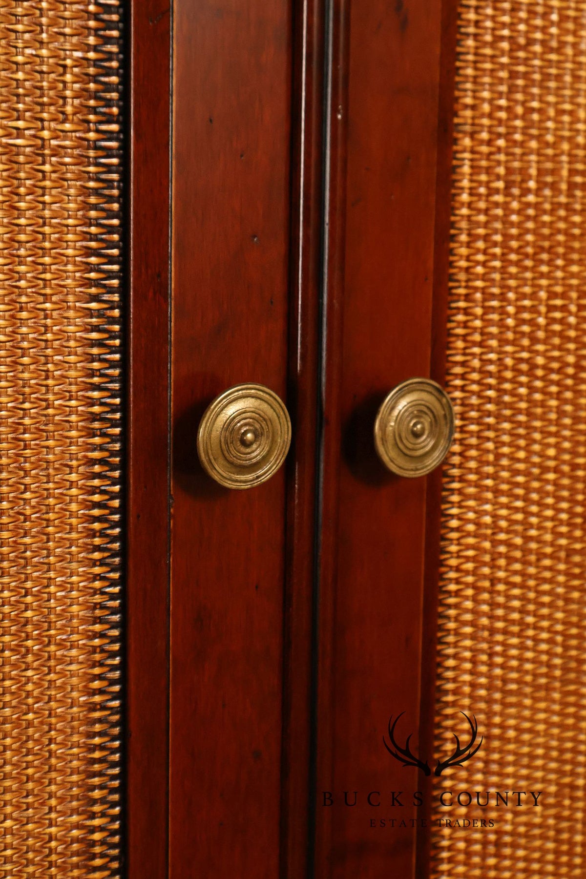 Grange French Louis Philippe Cherry Cane Door Armoire Cabinet