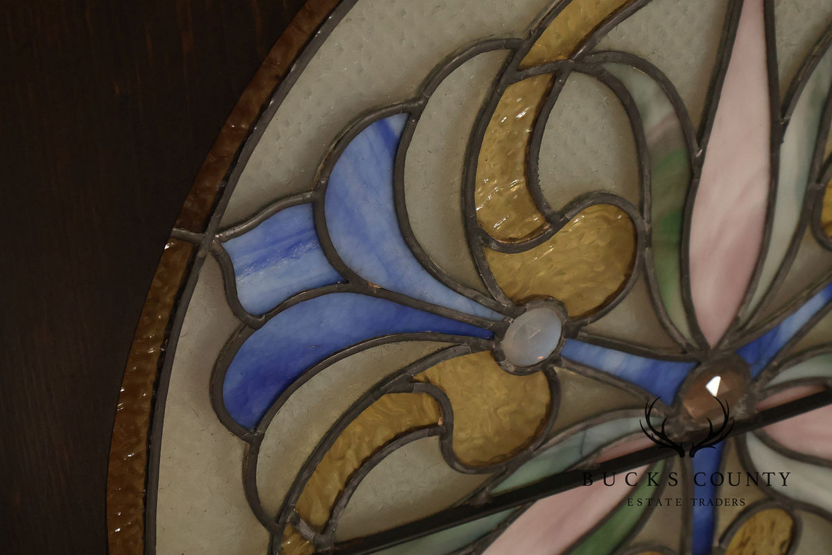 Illuminated Stained Glass Decorative Wall Panel In Wood Frame