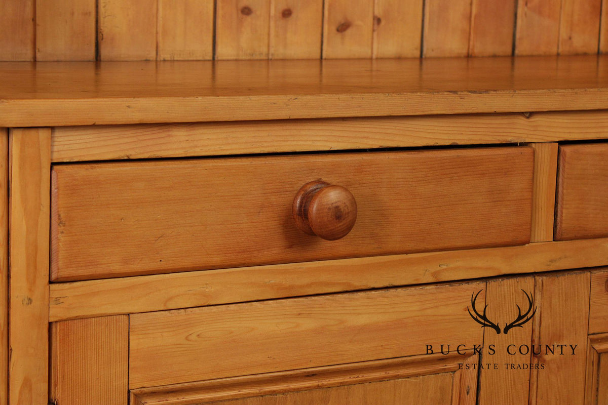 English Pine Step Back Hutch Dry Sink Cabinet
