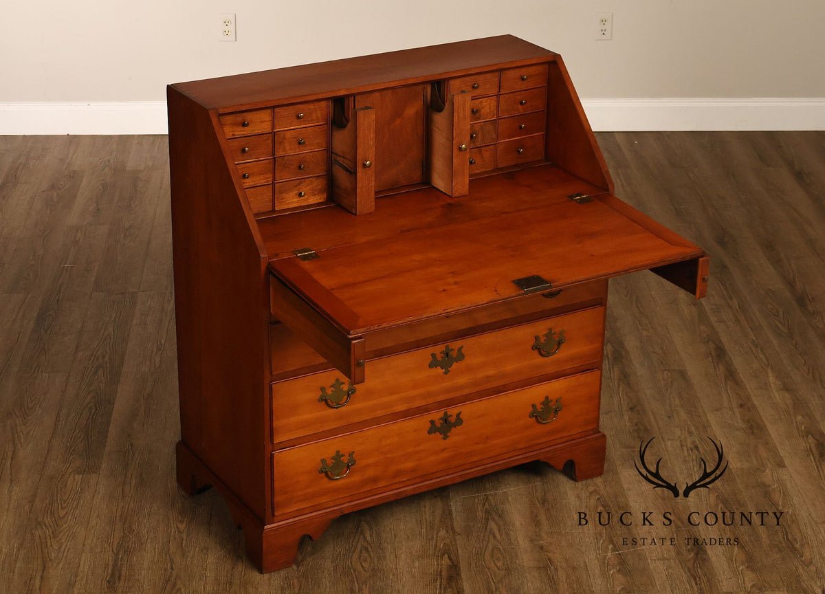 Antique Traditional Cherry Slant-Front Secretary Desk With Secret Compartments