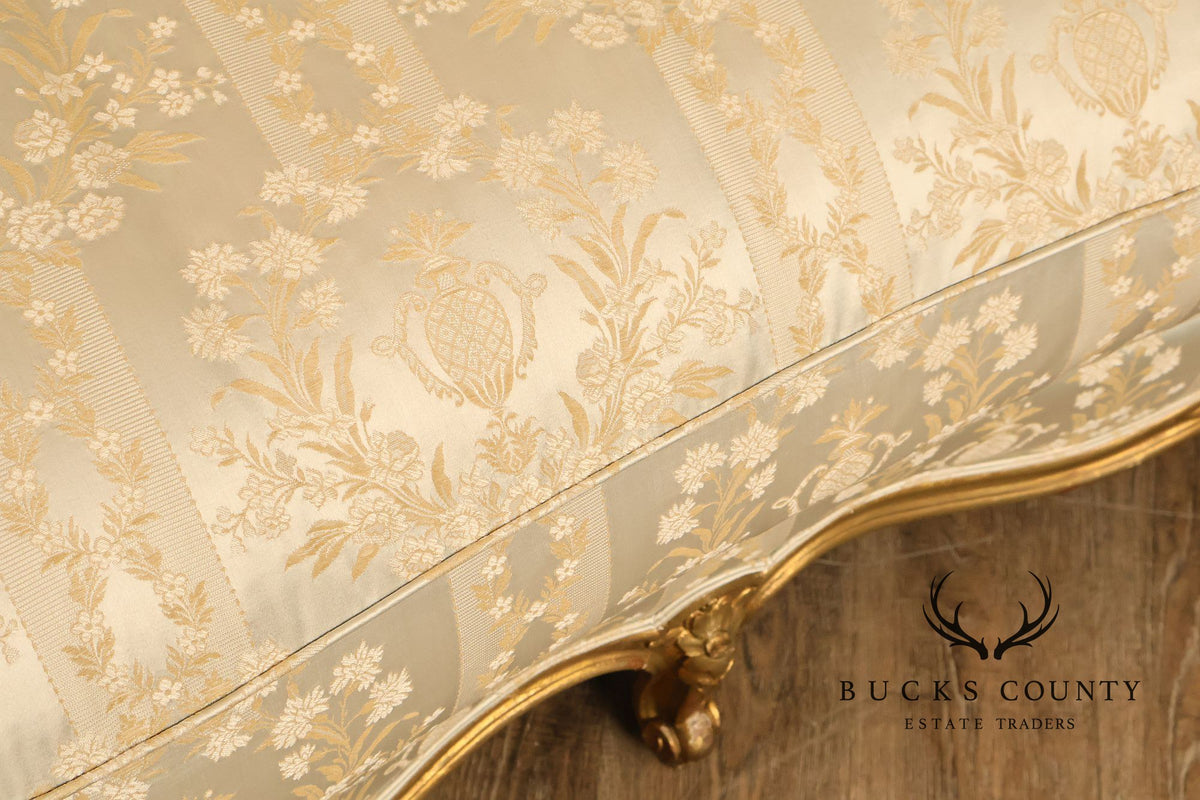 Antique French Louis XV Style Giltwood Upholstered Sofa
