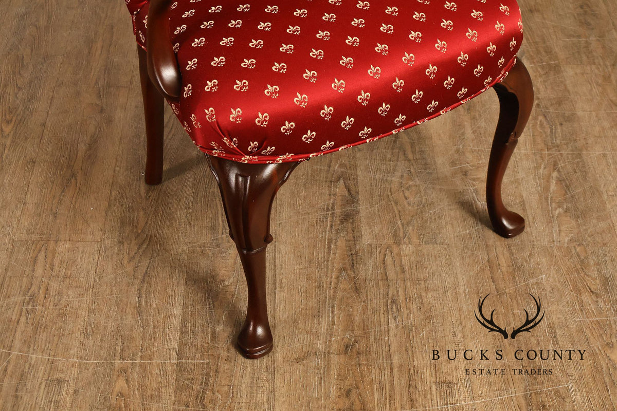 Queen Anne Style Mahogany Library Armchair