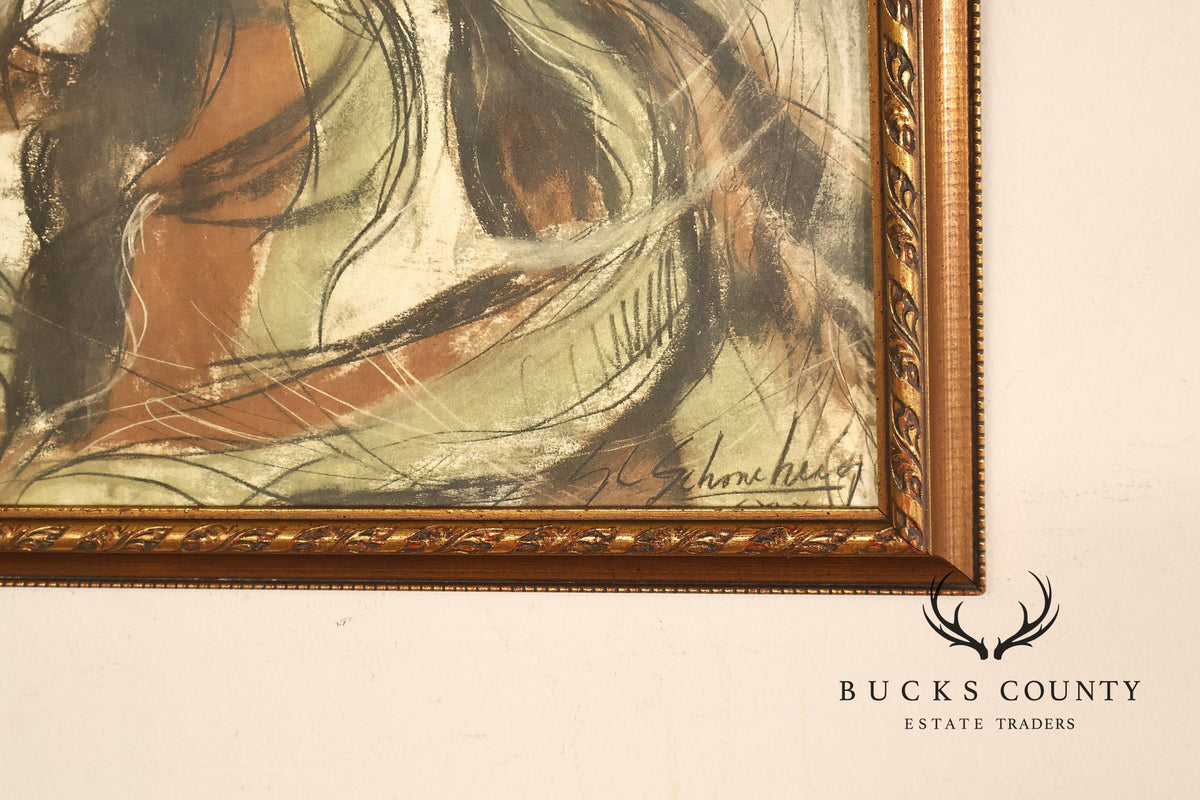 Sheldon C. Schoneberg Mixed Media Drawing, Nude Study