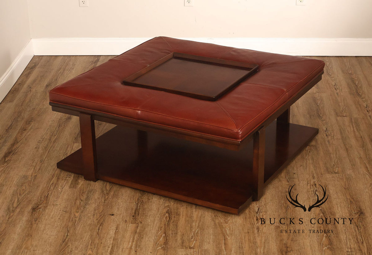 CTH Sherrill Occasional Leather Two-Tier Coffee Table