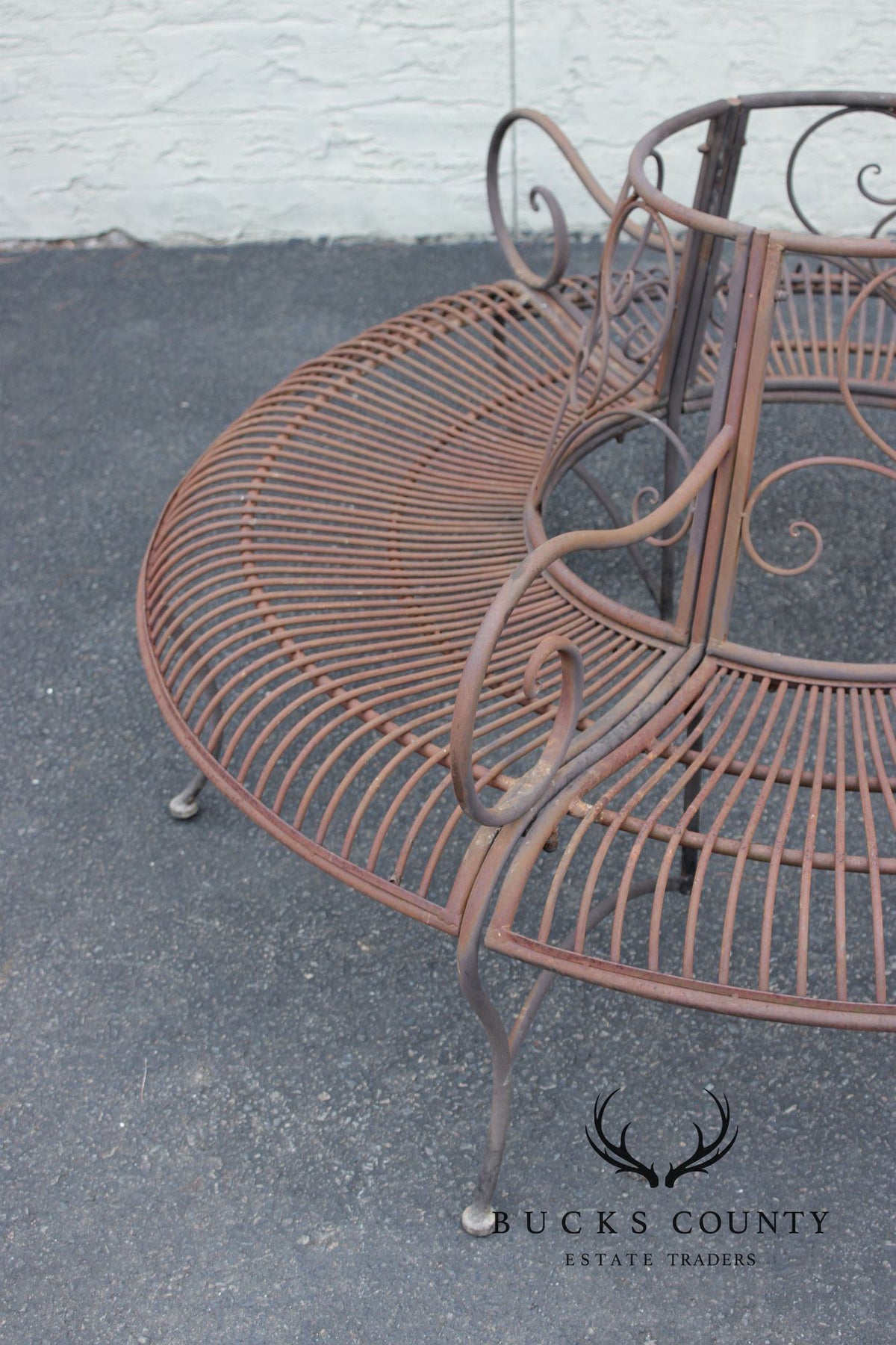 Vintage Wrought Iron Garden Tree Bench