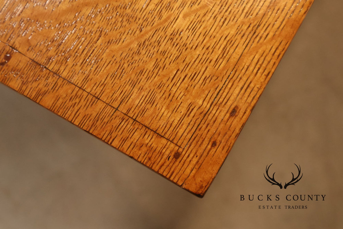 Arts & Crafts Style Large Oak Library Table