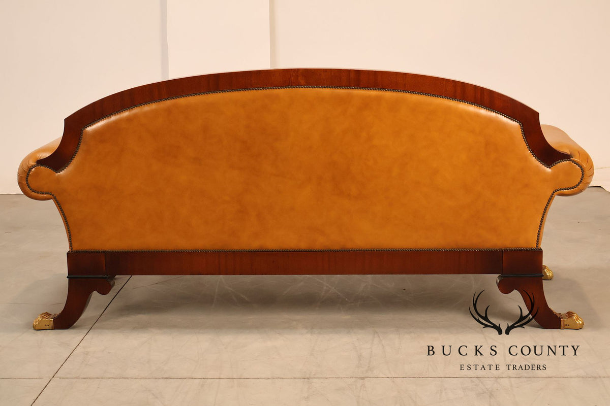Empire Style Sofa Mahogany And Leather Sofa With Gilt Bronze Mounts