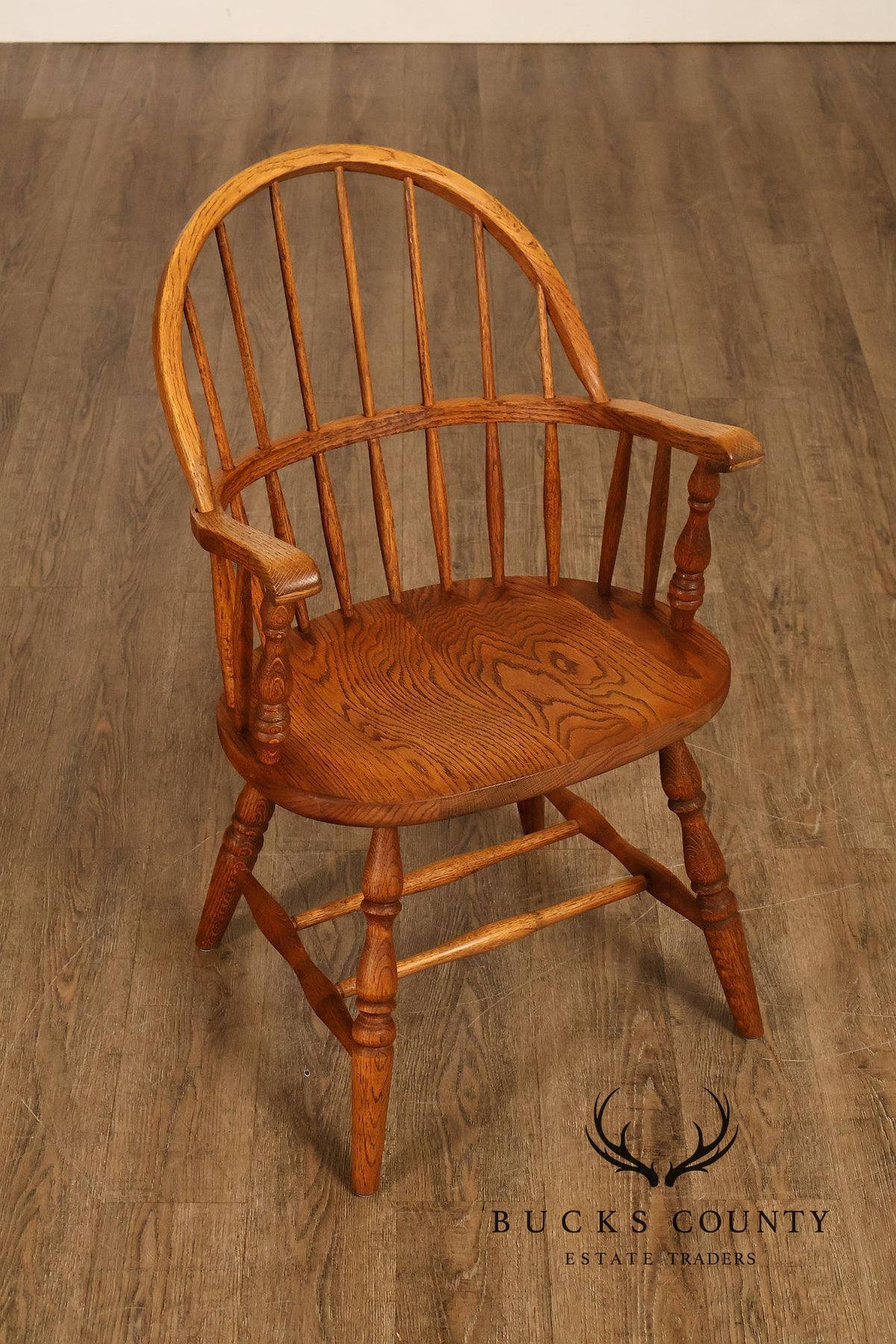 Vintage Pair of Oak Windsor Armchairs