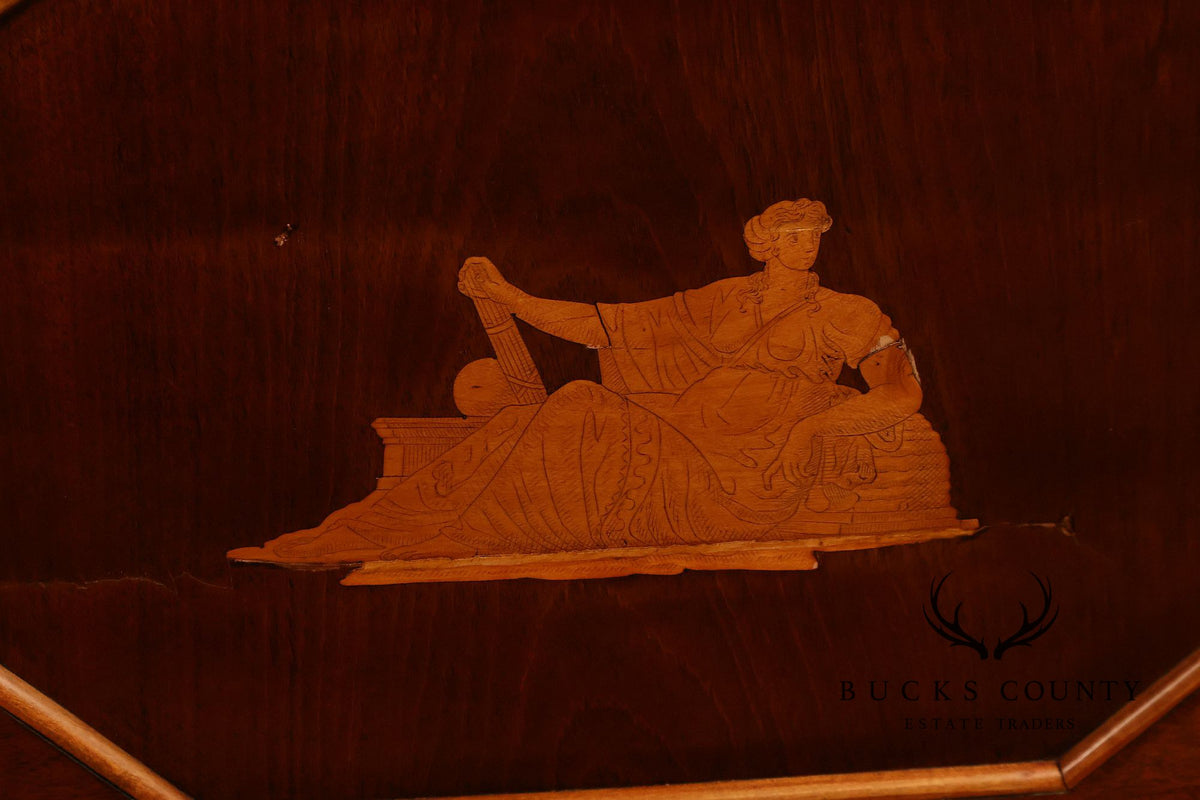 Biedermeier Style Antique Inlaid Mahogany Box Sofa