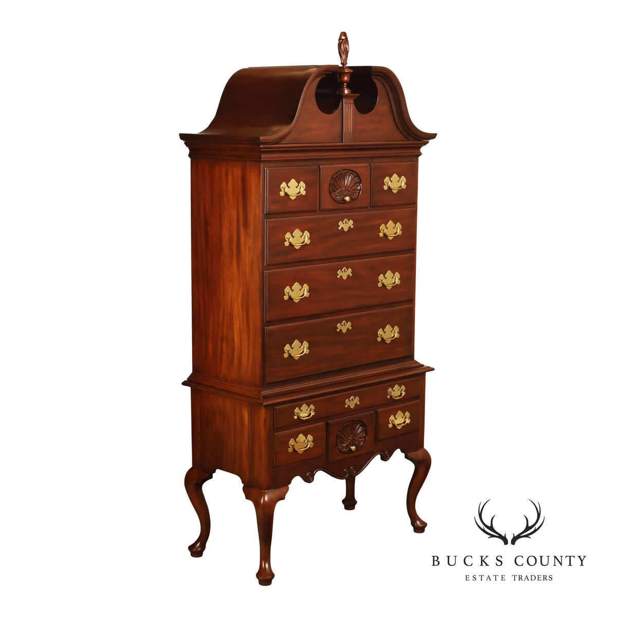 Henkel Harris Queen Anne Style Mahogany Highboy Chest