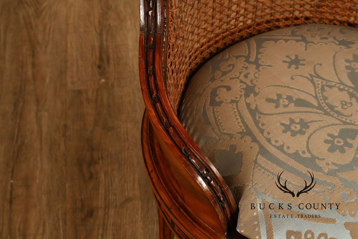 French Louis XVI Style Vintage Set Of 12 Caned Dining Chairs
