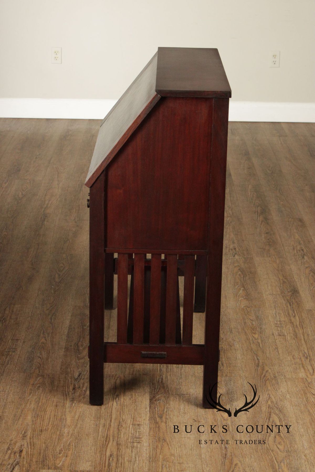 Antique Mahogany Arts And Crafts Slant Front Writing Desk