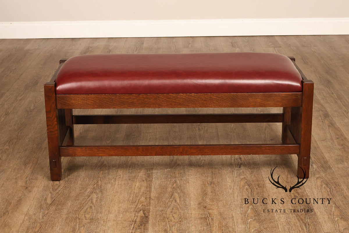 Stickley Mission Collection Oak Upholstered Bench