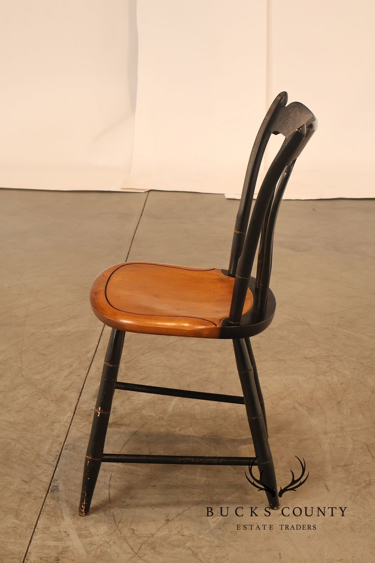 L. Hitchcock Pair of Paint Decorated Side Chairs