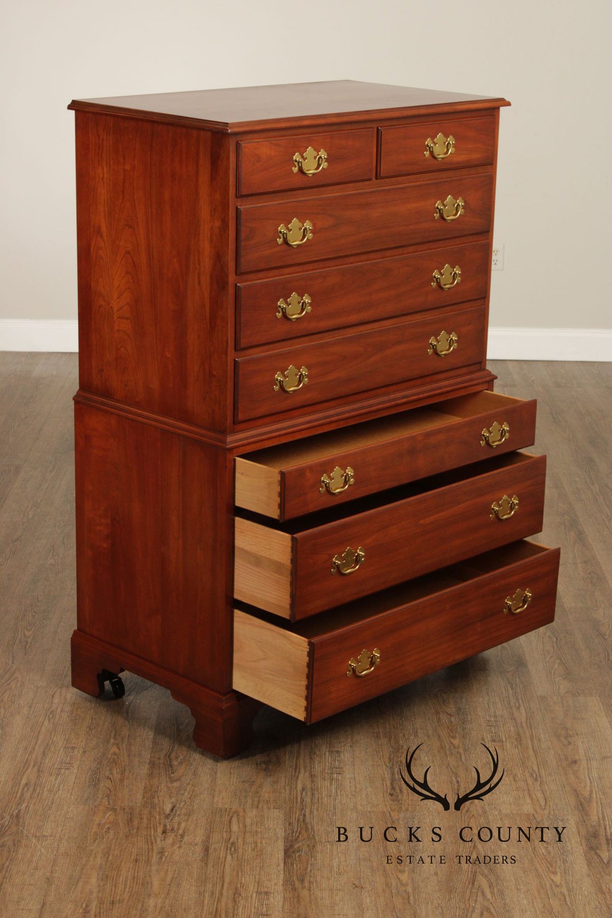 Henkel Harris Chippendale Style Cherry Tall Chest