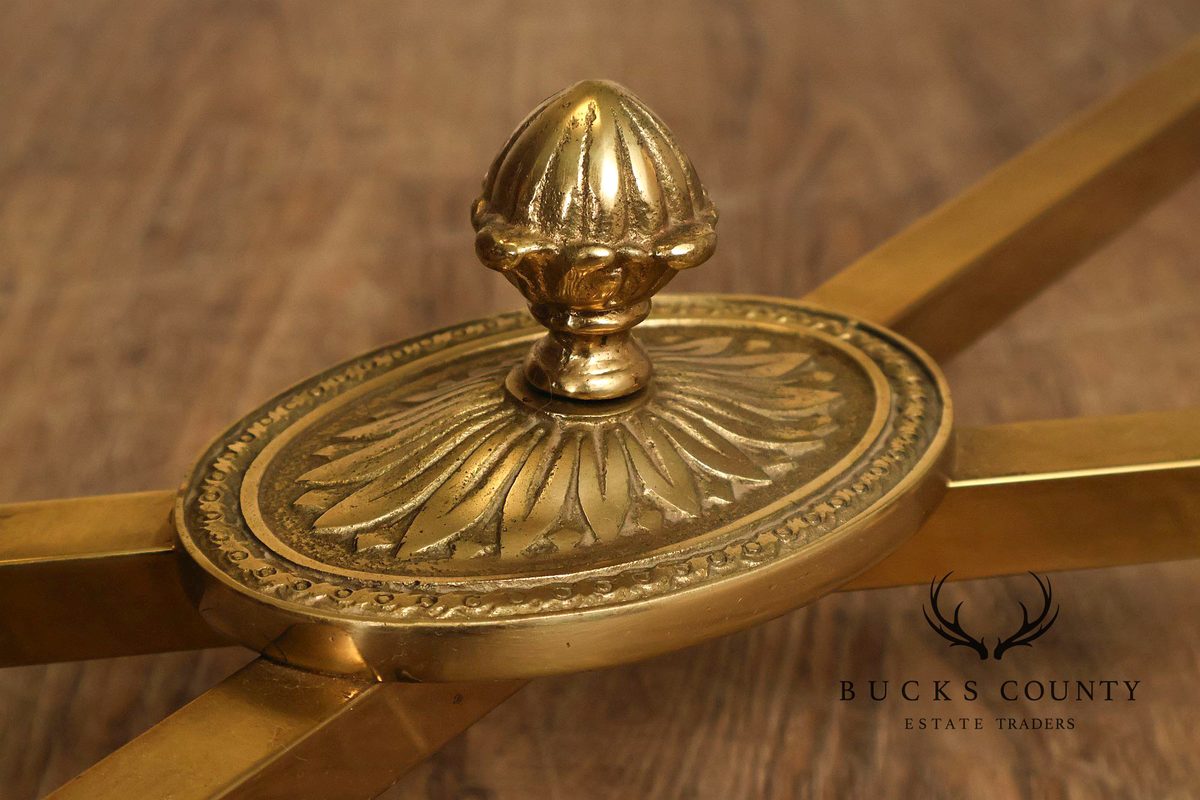 Hollywood Regency Brass & Glass Dining Table