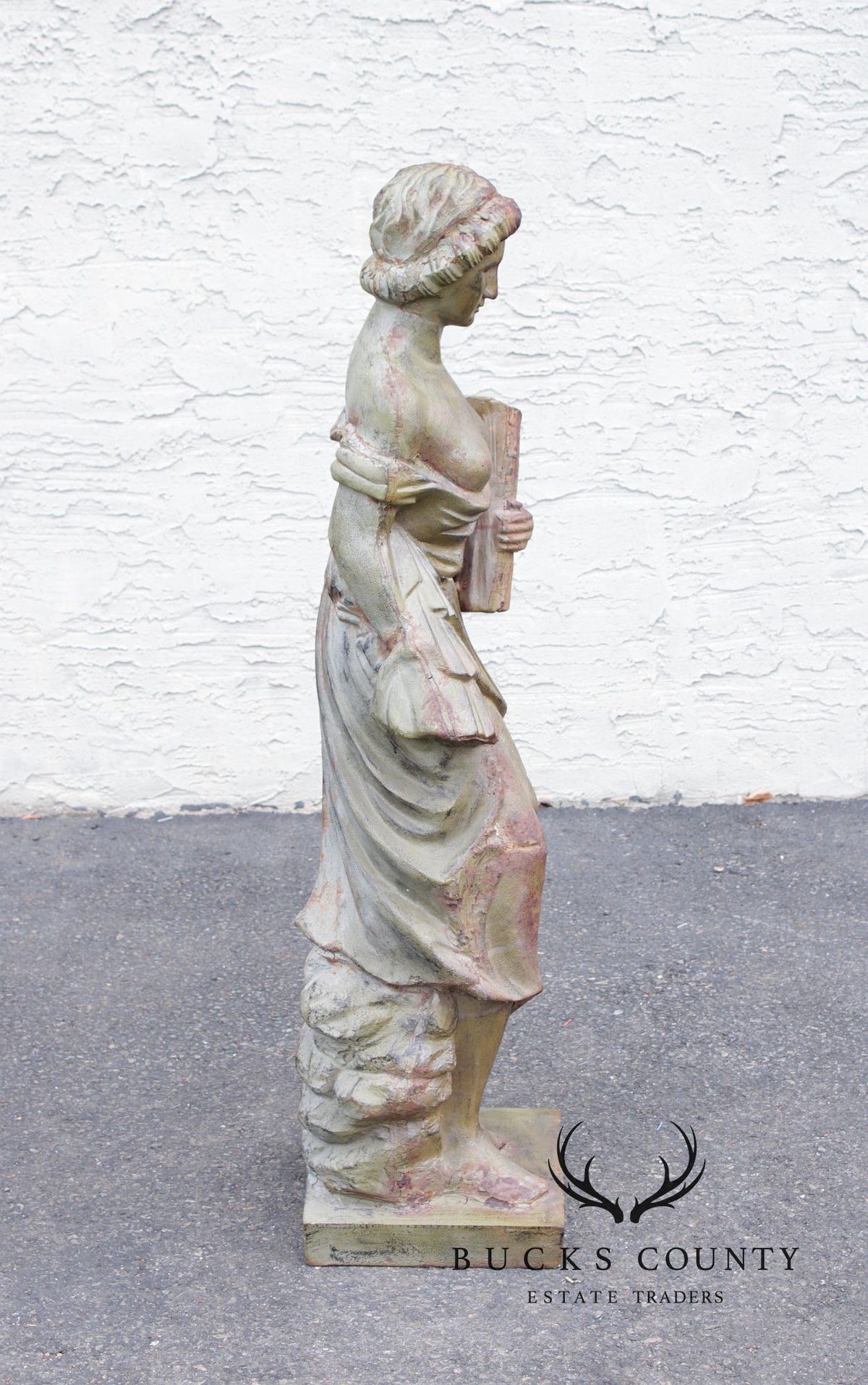 Vintage Cast Iron Garden Statue of a Lady