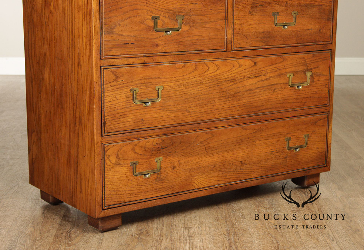 Henredon Artefacts Campaign Style Oak Tall Chest