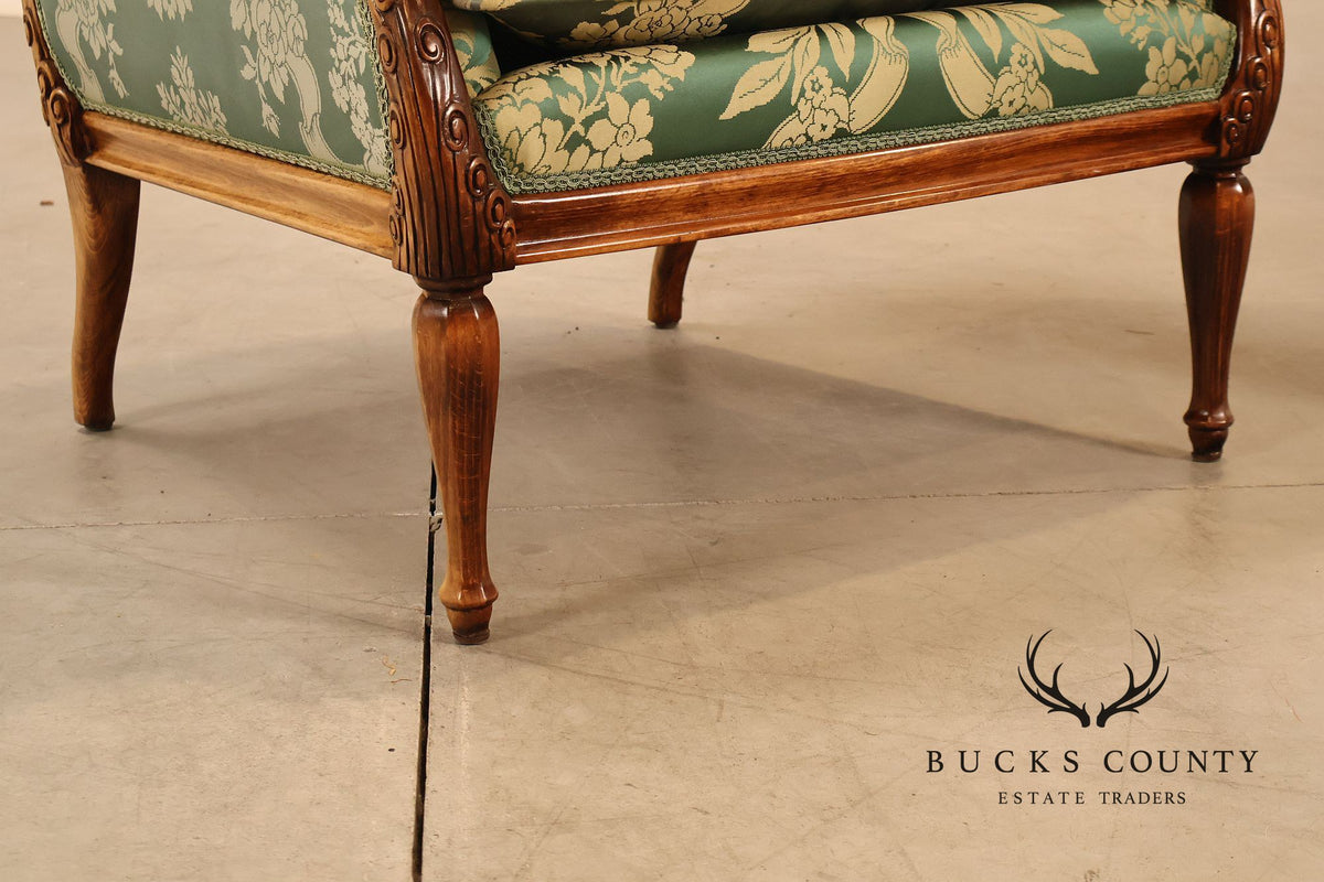 Colombo Mobili Louis XVI Style Pair Of Upholstered Bergeres Armchairs