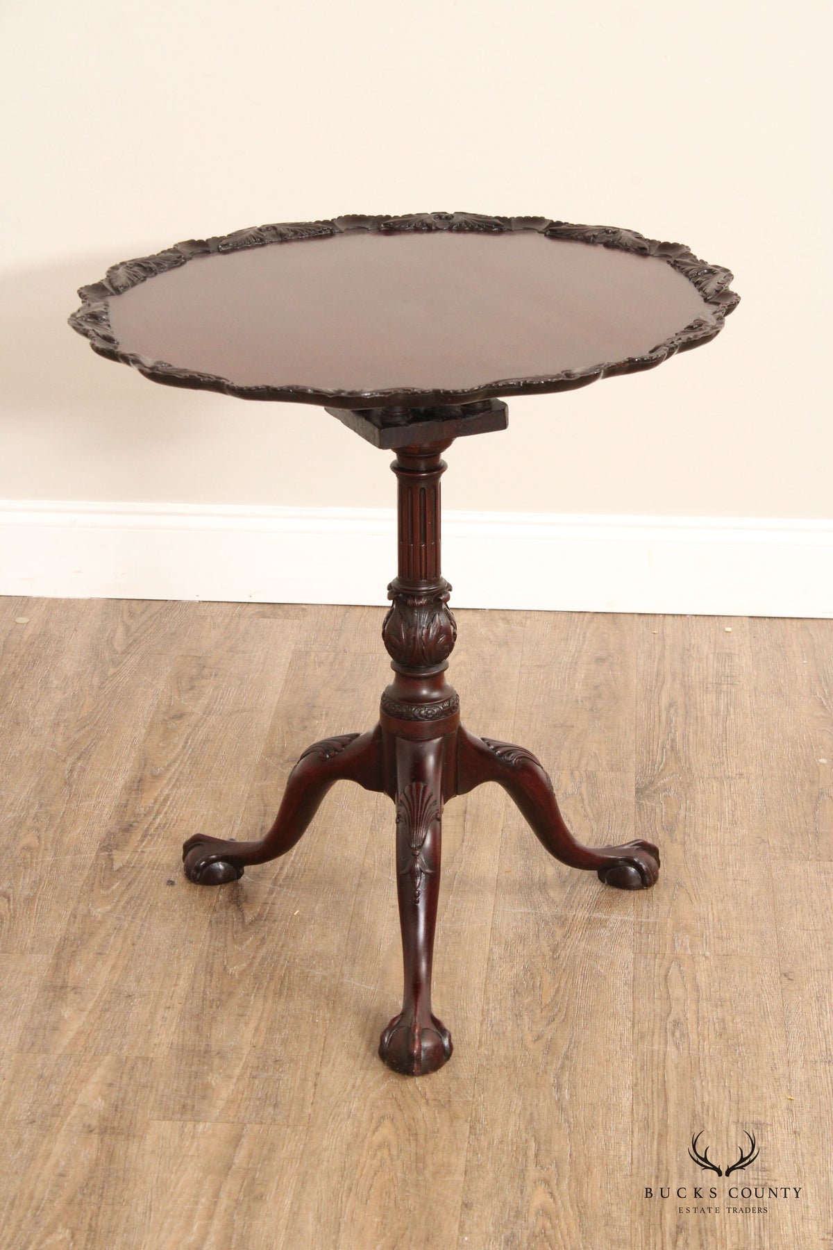 Chippendale Carved Mahogany Tilt Top Pedestal Table