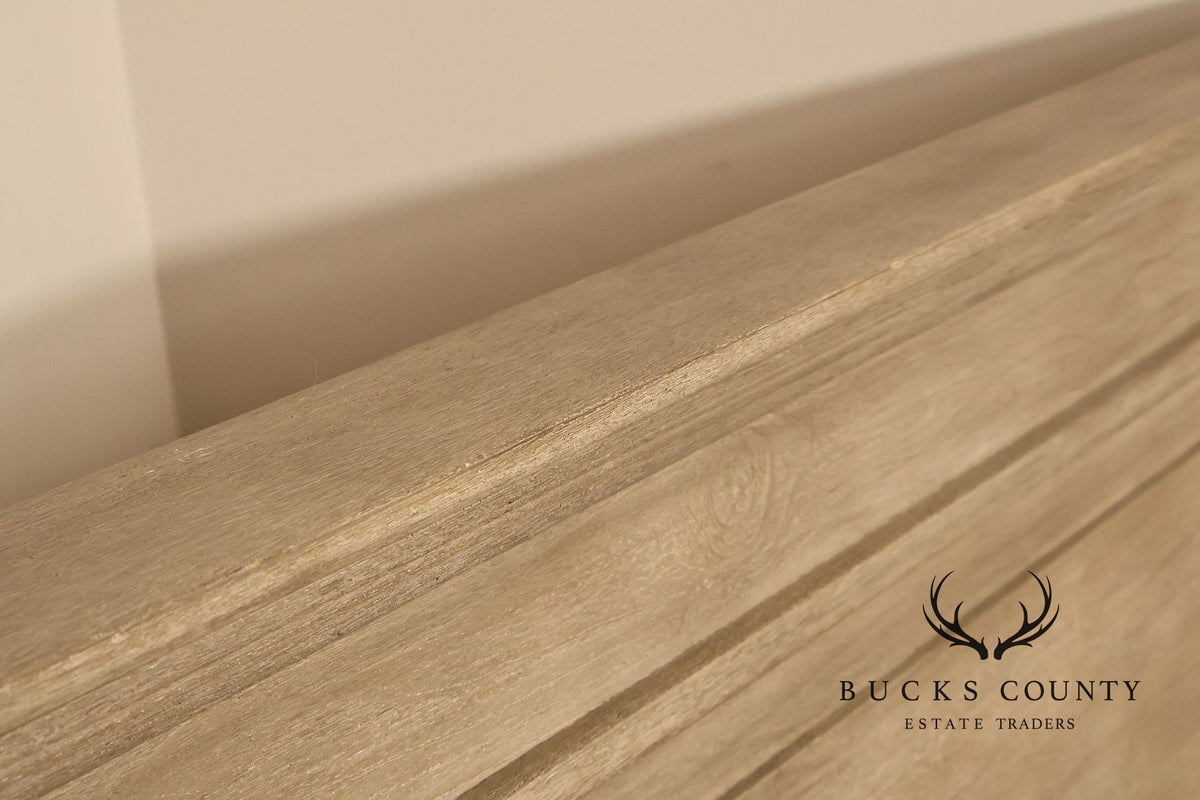 Natural Rustic Gray Finished King Size Country Style Panel Bed Frame