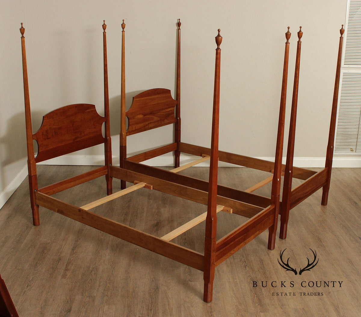 Stickley Traditional Cherry Twin Size Pair Of Poster Beds