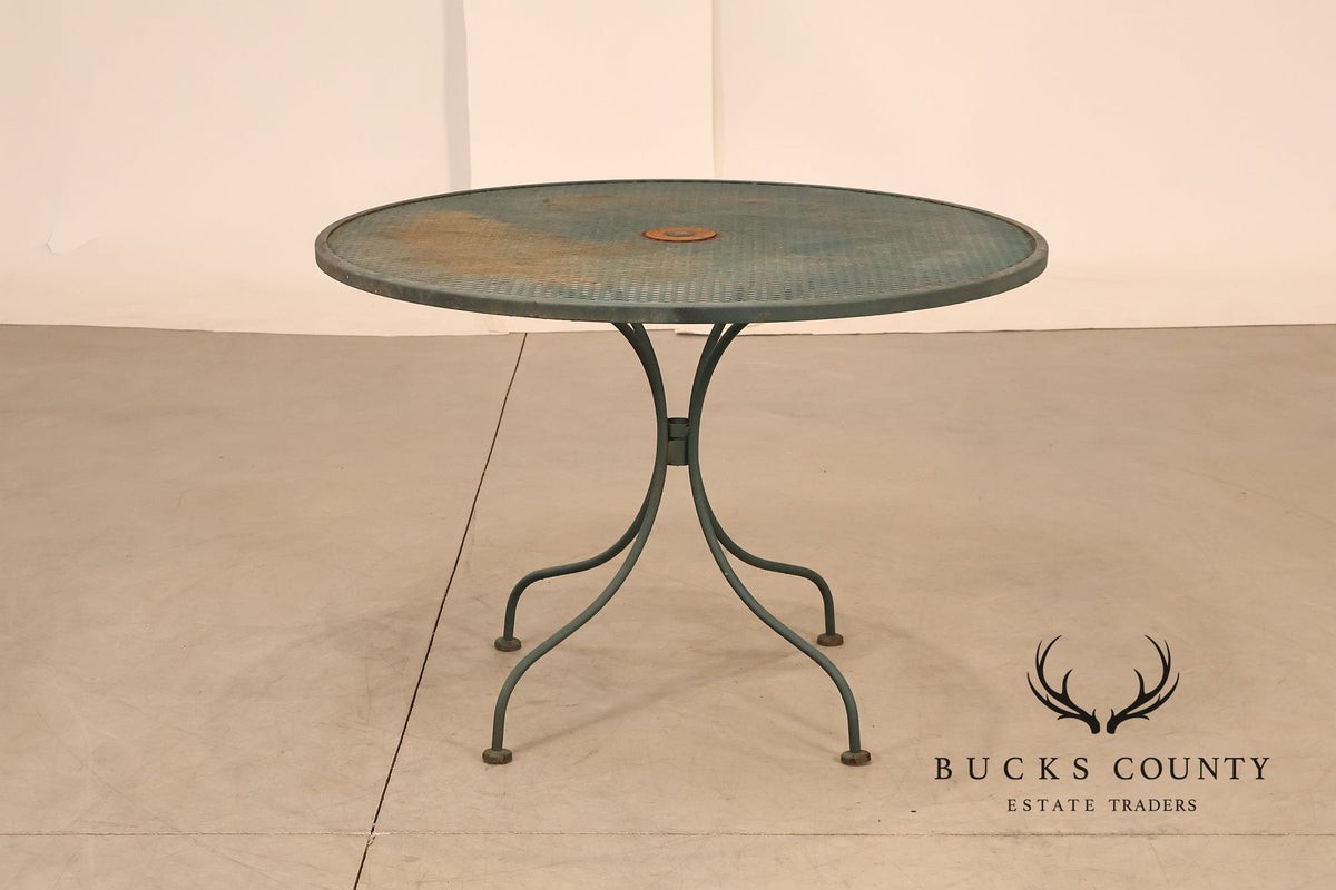 Vintage Wrought Iron Round Patio Table And Four Chairs Set