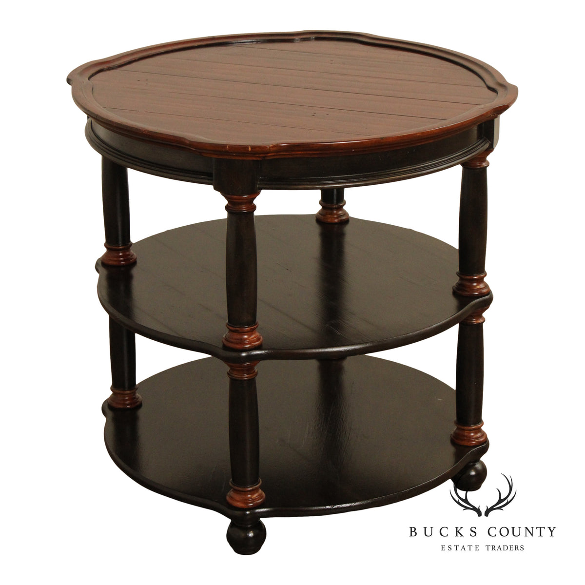 Hekman Round Two-Tone Three-Tier Library Side Table