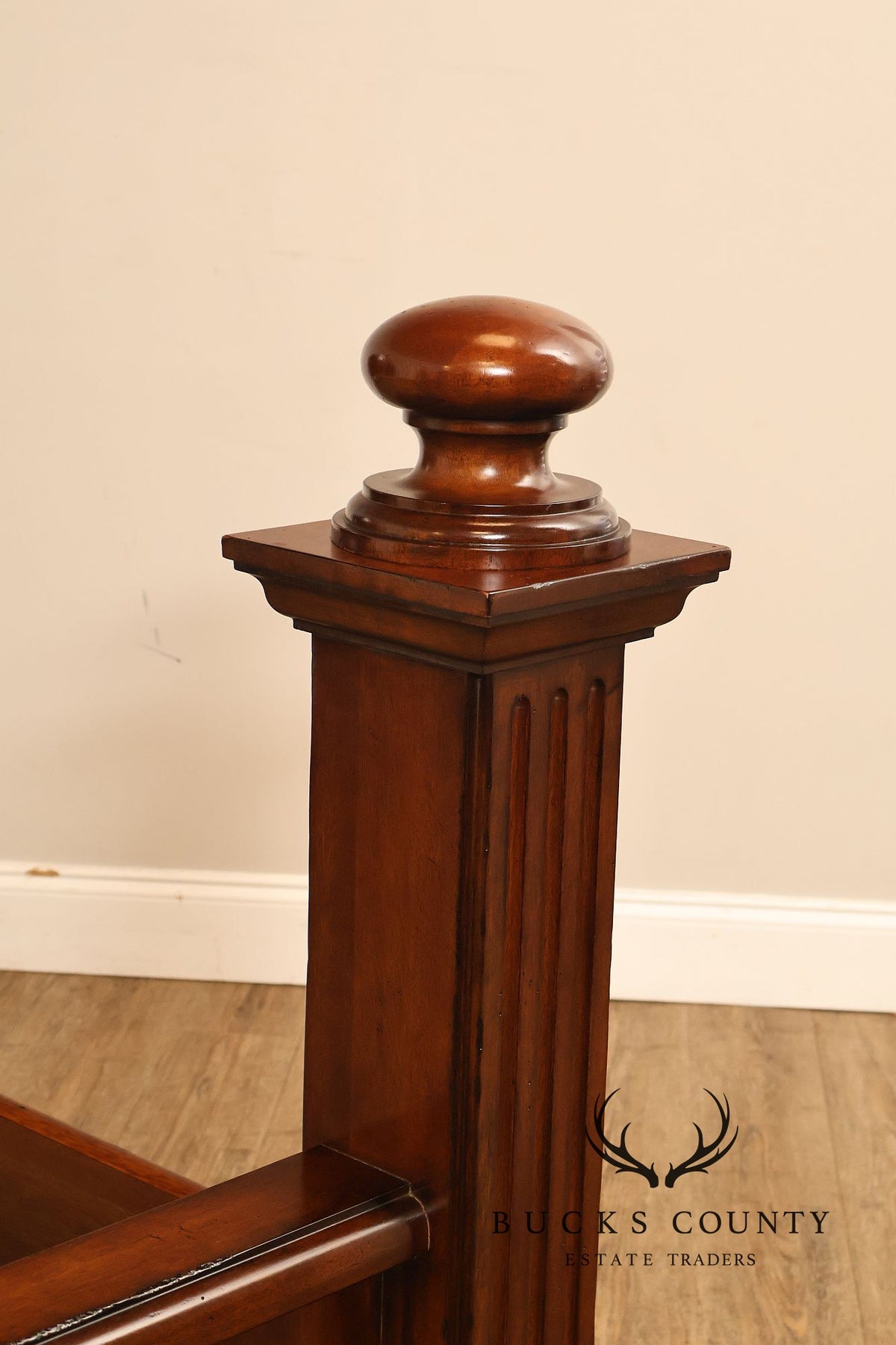 Baroque Style King Size Mahogany High Back Carved Bed Frame