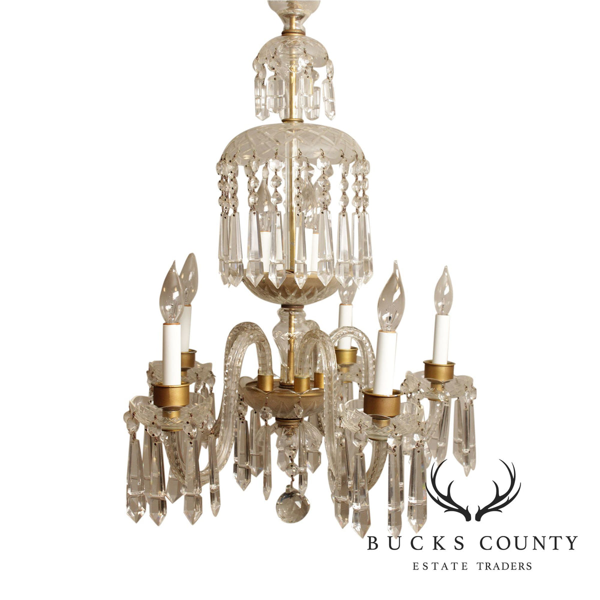 Antique Maria Theresa Style Crystal and Brass Chandelier