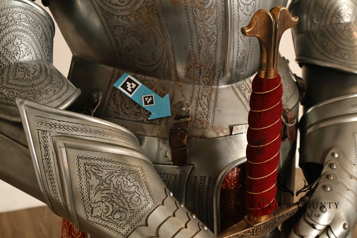 Marto Toledo Spanish Engraved Full Suit of Armor with Sword