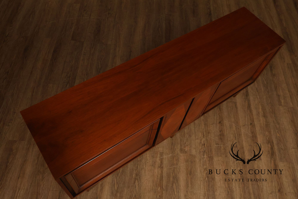Basic Witz Mid Century Modern Walnut Triple Dresser