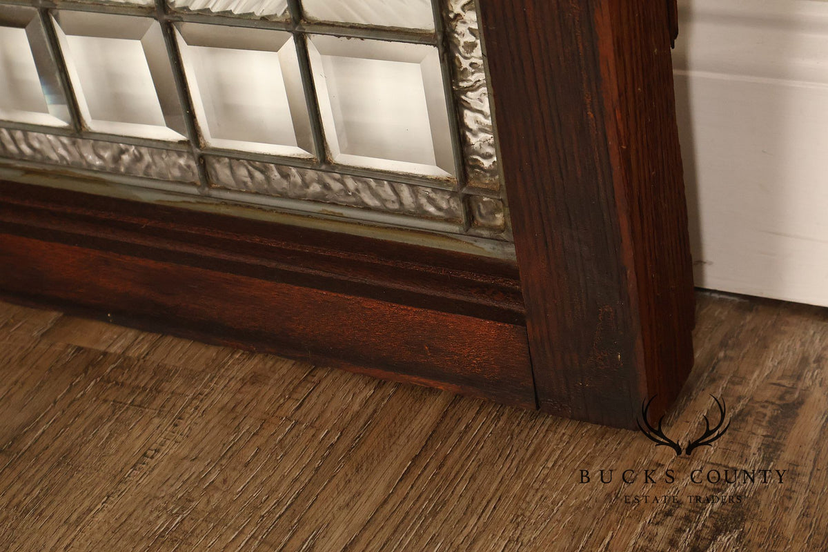 Arts & Crafts Leaded Glass and Oak Transom Window