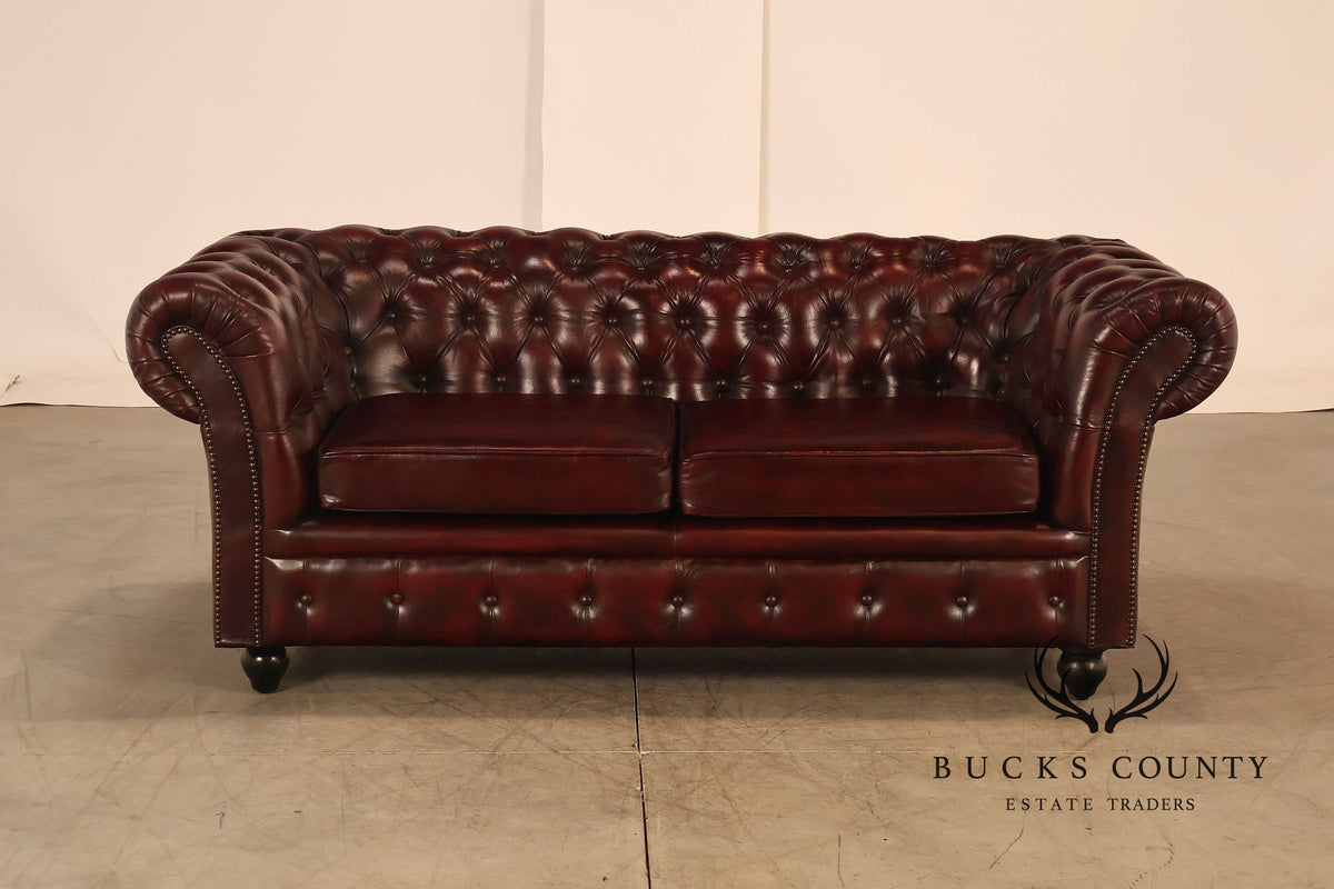 Chesterfield Style Oxblood Leather Sofa