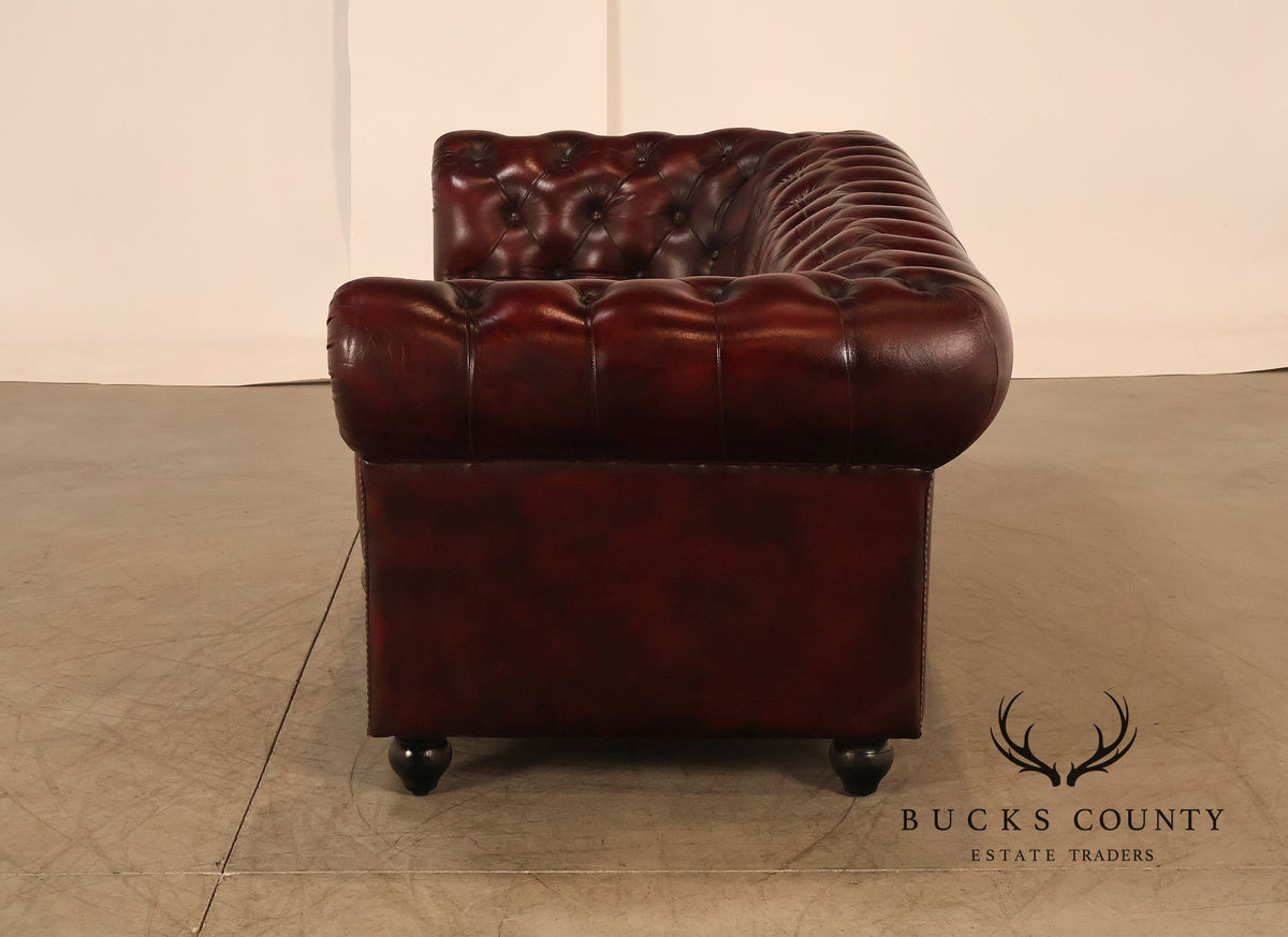 Chesterfield Style Oxblood Leather Sofa