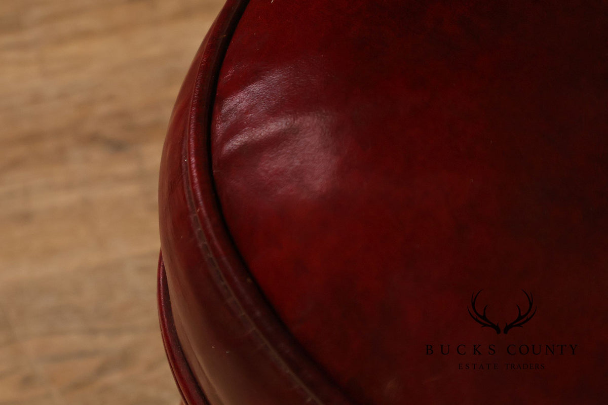 Hickory Chair Queen Anne Style Oxblood Leather Ottoman