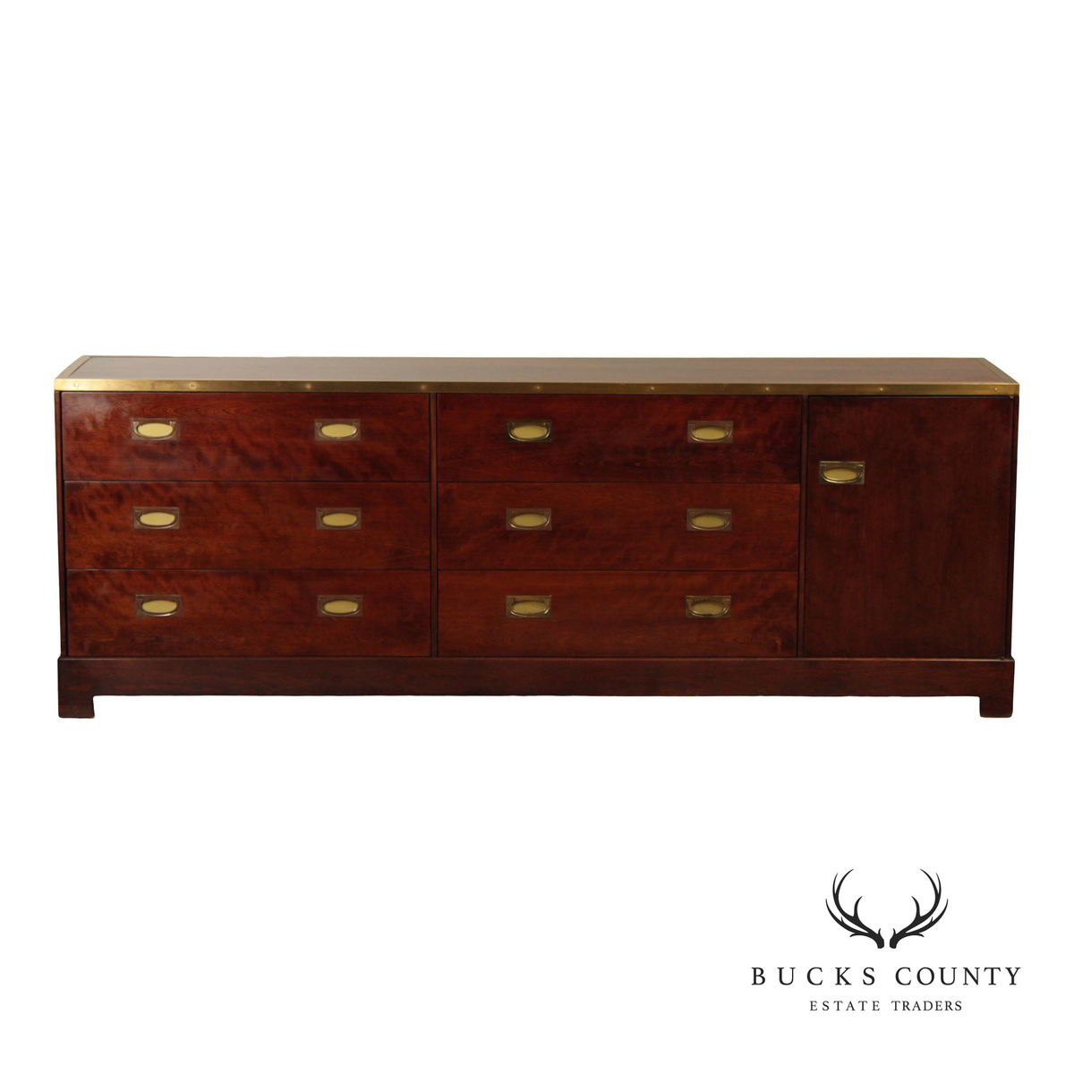 Campaign Style Mahogany Brass Mounted Sideboard