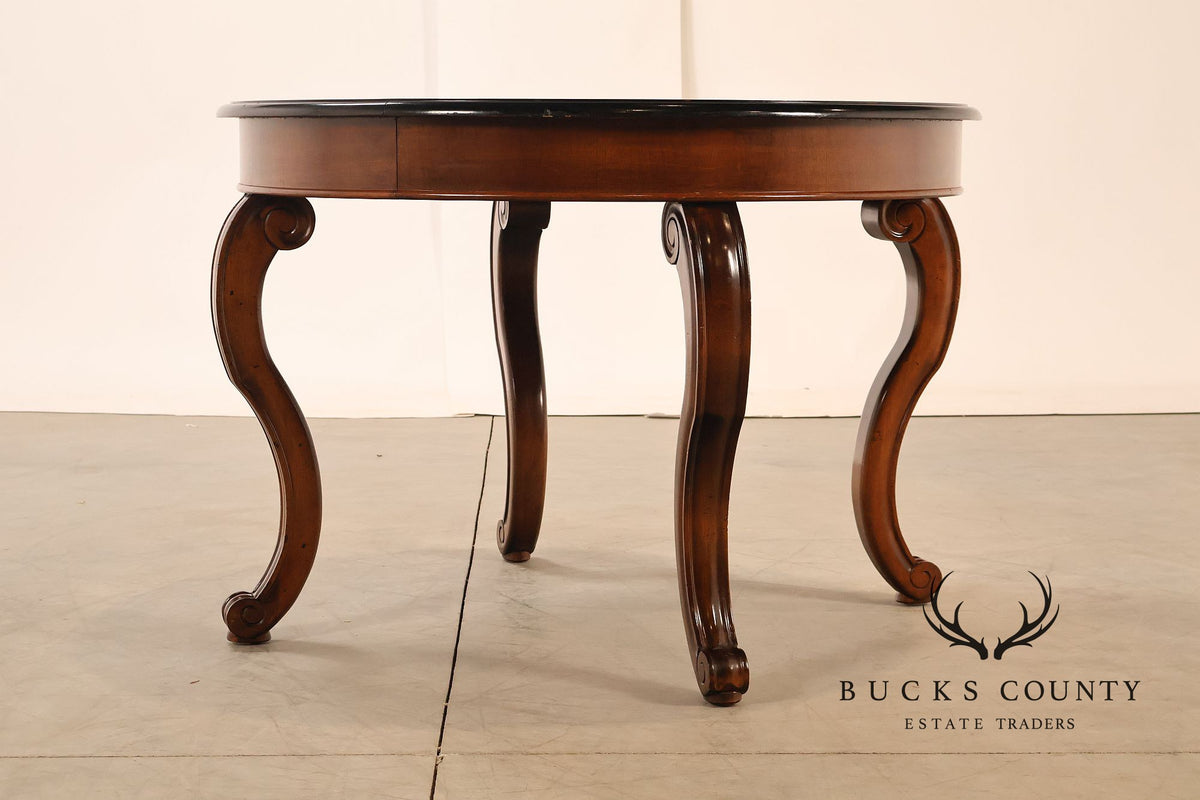 Traditional Round Mahogany Dining Table With Leaf And Banded Top