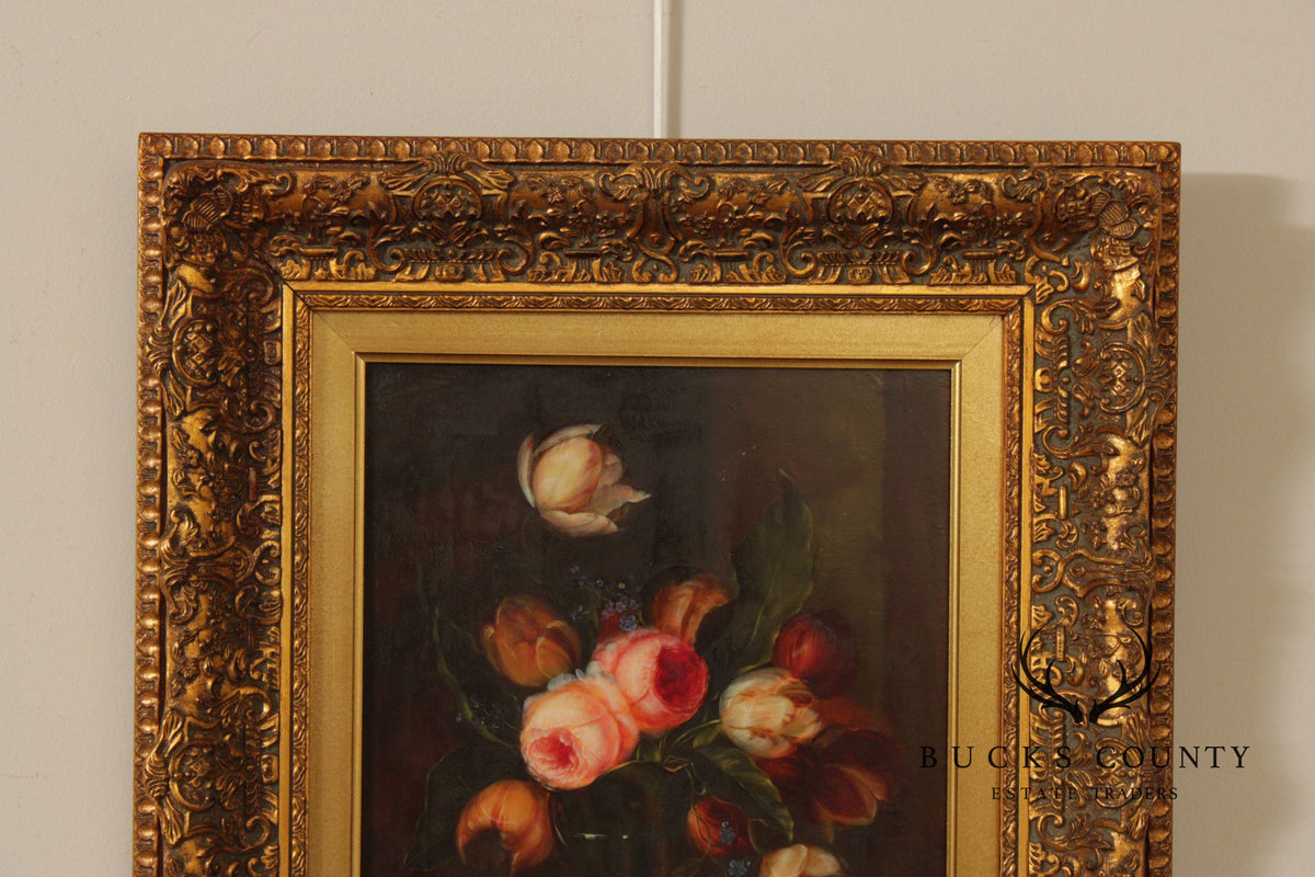 Giltwood Framed Still-Life Print, Signed