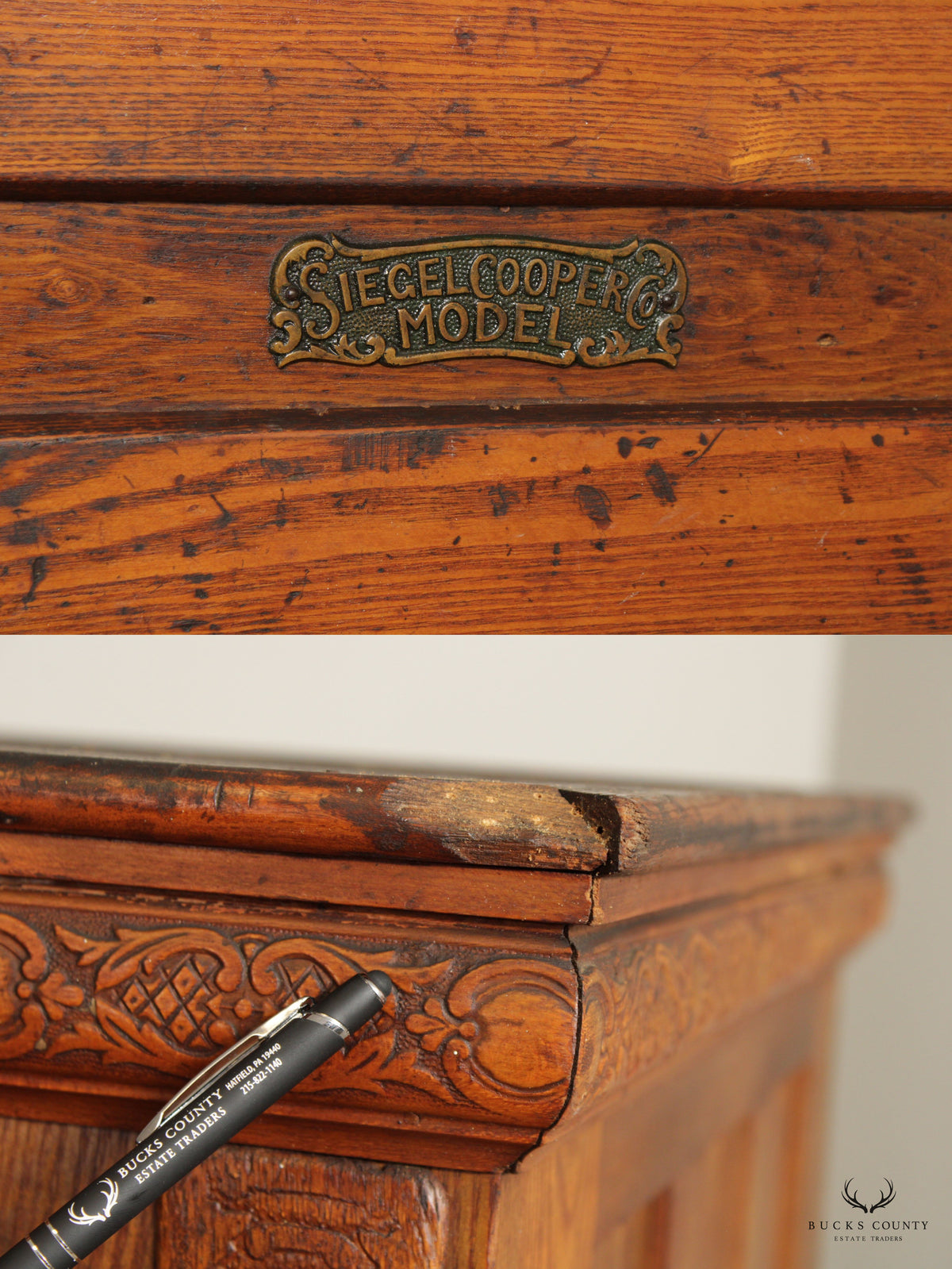 Siegel Cooper Co. Antique Monumental Oak Ice Box