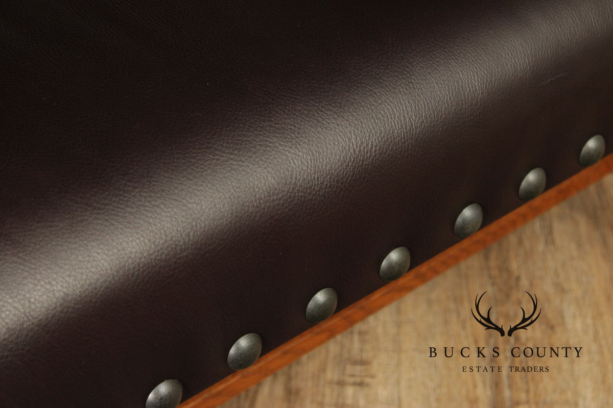 Stickley Mission Collection Oak and Leather Bench