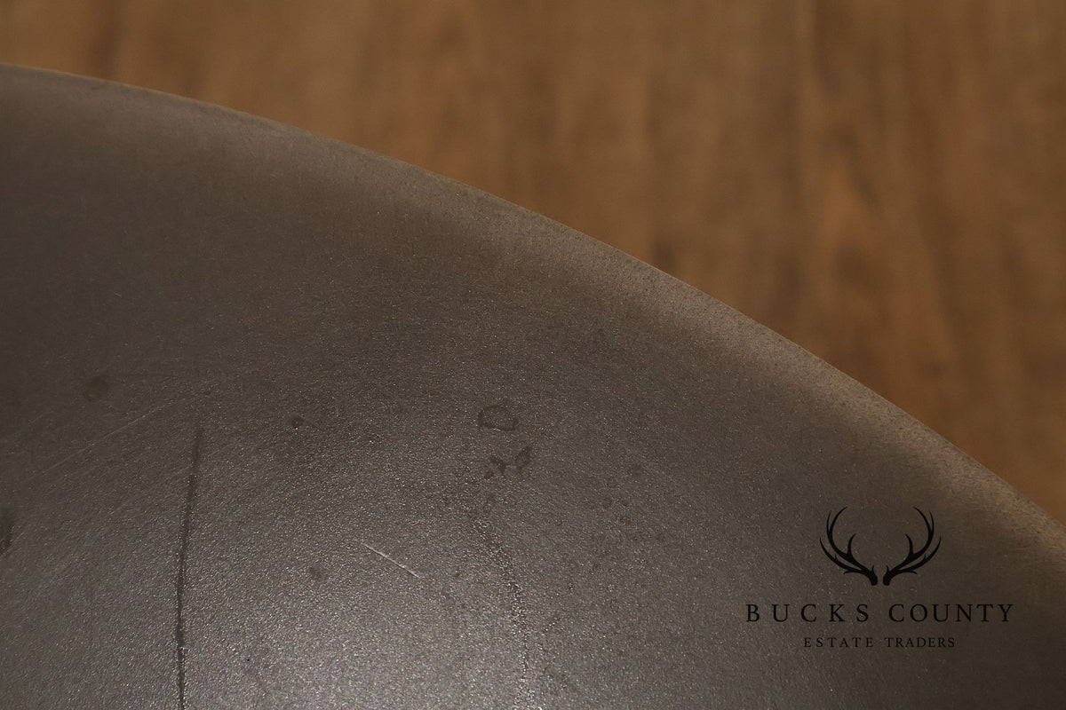 Modern Patinated Steel Round Drum Side Table