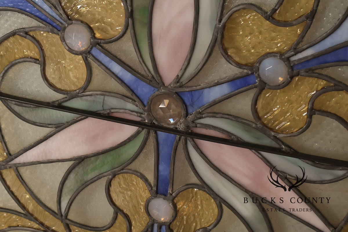 Illuminated Stained Glass Decorative Wall Panel In Wood Frame