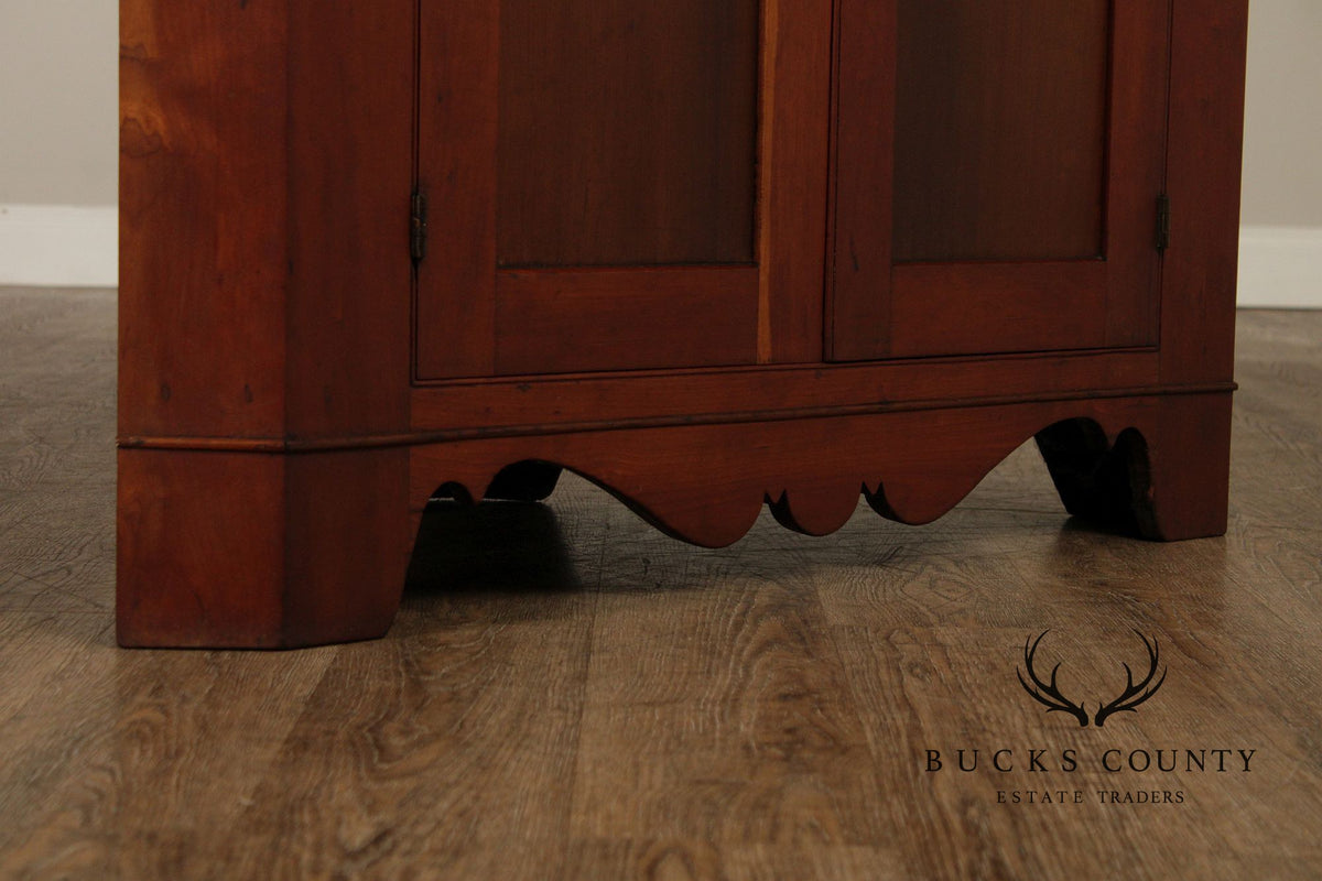 Antique American Cherry Two Piece Corner Cupboard