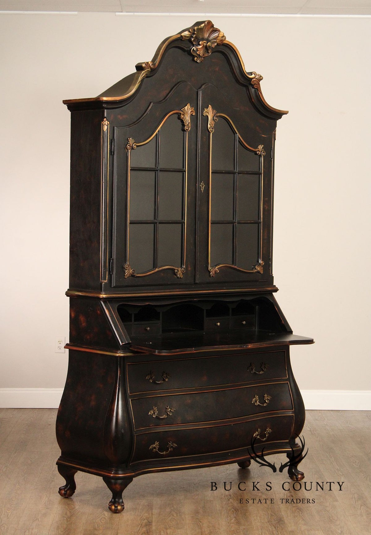 Hekman Italian Rococo Style Bombe Secretary Writing Desk